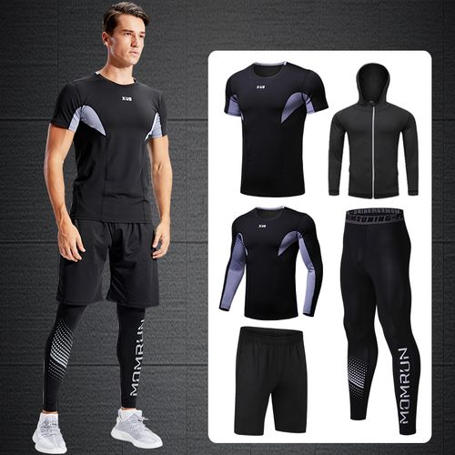 新款上市健身套装男运动速干衣篮球紧身训练服晨跑夏季健身房男士跑步