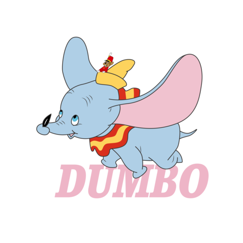 卡通动漫小飞象印花矢量图服装裁片t恤烫图印花花型素材