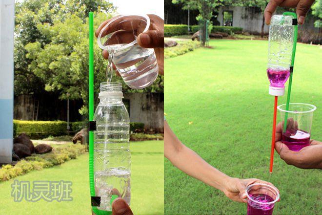 6,这样简易的虹吸管就制作完成了.