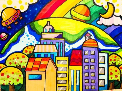 儿童画/城市_儿童画_临摹_绘画_儿童画_母婴_早教