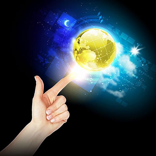 手,拿着,我们,星球,地球,发光