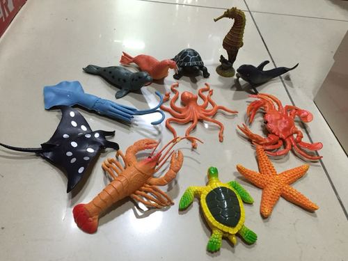 包邮海底生物塑胶海洋世界动物模型12款套装塑胶仿真物玩具组合