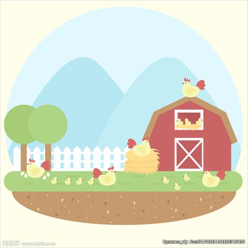 卡通养鸡场家舍插图图片