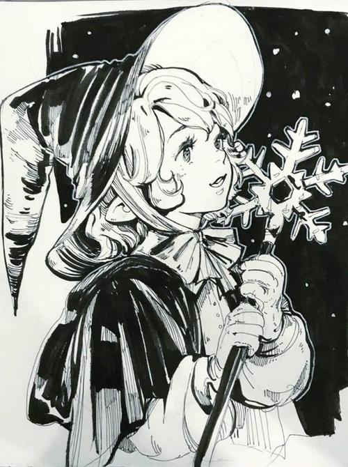 黑白动漫线稿,很好的临摹素材