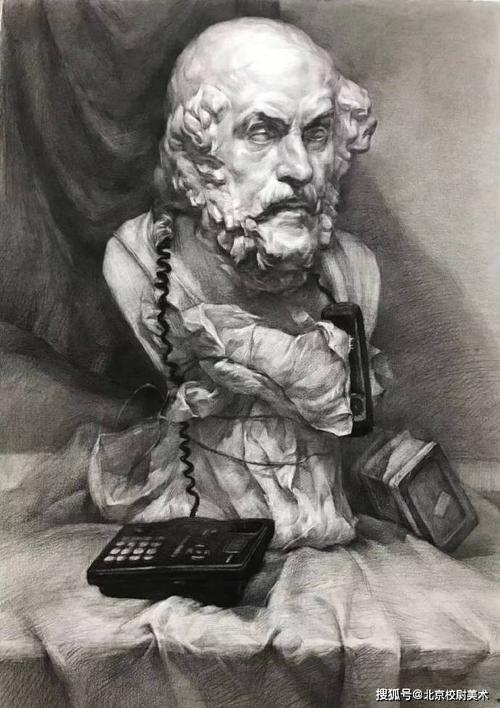 一组素描石膏像欣赏