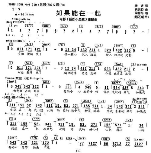 如果能在一起(电影《新郎不是我》主题曲,编配乐谱) 简谱