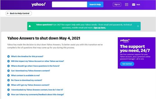 yahoo宣布旗下问答平台雅虎问答将于5月4日永久关闭