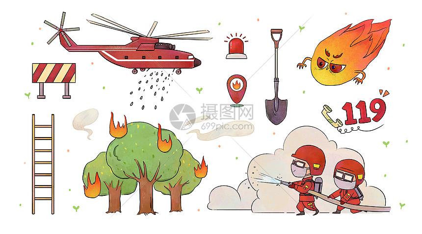 简笔画森林消防安全插画图片下载-正版图片401704323-摄图网