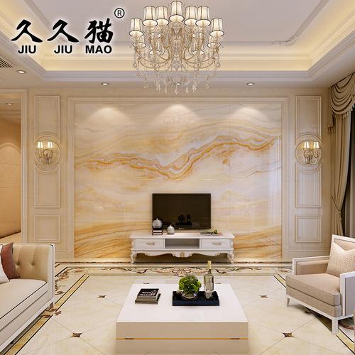 轻奢瓷砖电视背景墙新中式微晶石欧式客厅天然大理石美式影视墙砖-图2