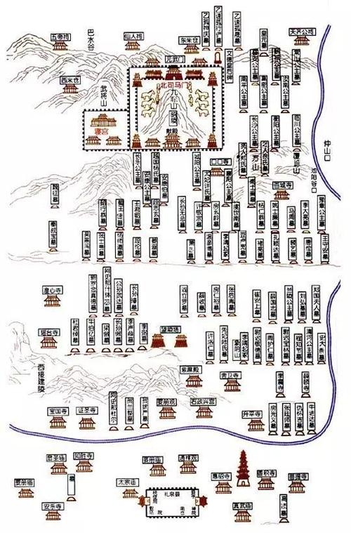 陵"和"依山为陵"两种形式,陵园的平面布局仿长安城,墓室则仿皇帝内宫