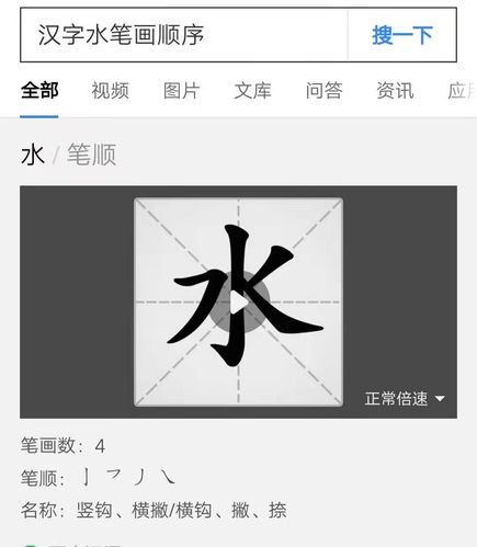 需要注意"水"的笔顺,一共有4画.