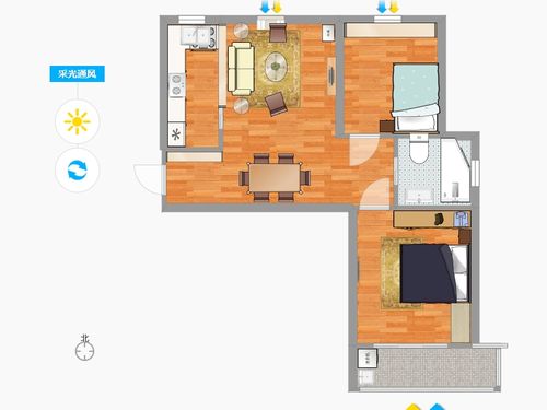 毛湾家园2室0厅1卫1厨84.00㎡户型图