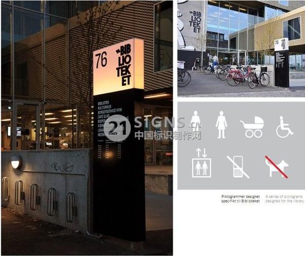 丹麦biblioteket图书馆-户外指示牌标识设计图片