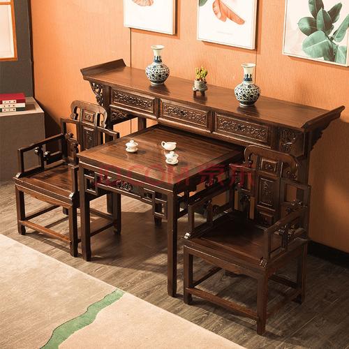 中堂六件套 农村堂屋家具中堂六件套榆木八仙桌中式仿古明清条案供桌