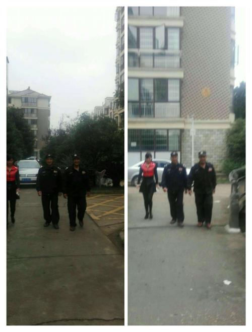 保安在小区巡逻