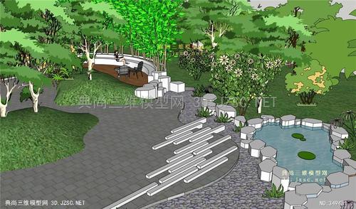 skp模型下载 草图大师模型su模型 公园景观su模型