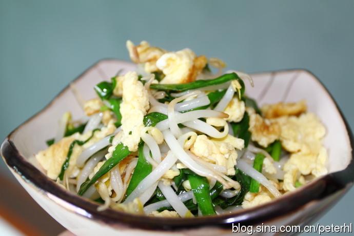第一道:韭菜鸡蛋炒豆芽