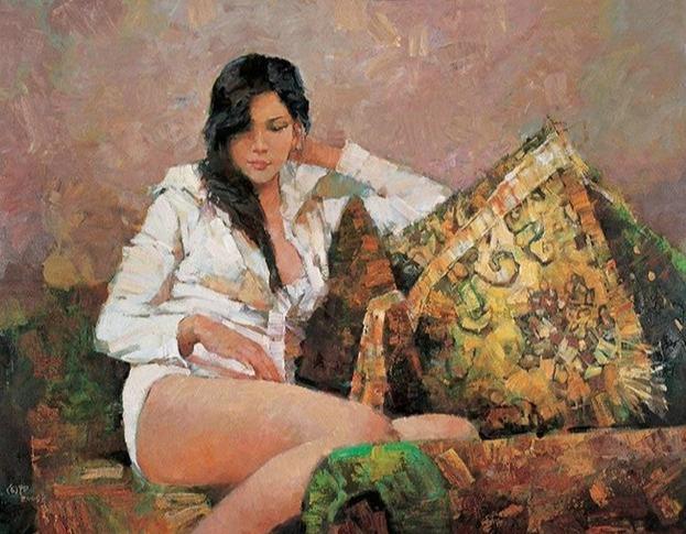广东画家黄向阳水彩人物画,色彩灵动,形象逼真