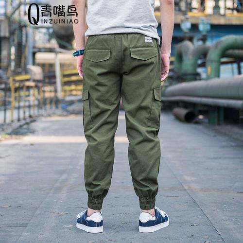 尊首新款20172017脚裤休闲裤潮日系工装裤小脚修身缩脚裤束腿裤男