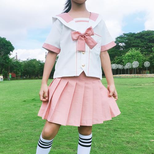 夏天穿的女童日系jk套装2020长短袖10岁儿童水手服11岁小学生百褶裙12