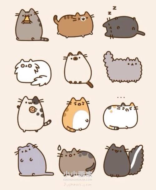 可爱卡通猫咪手账简笔画素材