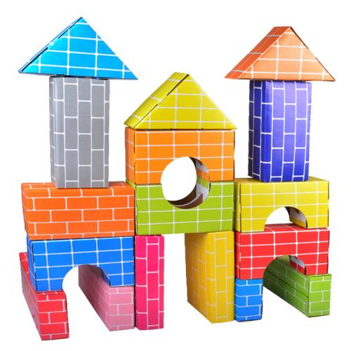 购客儿童仿真搭建玩具积木纸砖幼儿建构玩具幼儿园建构区材料环境布置