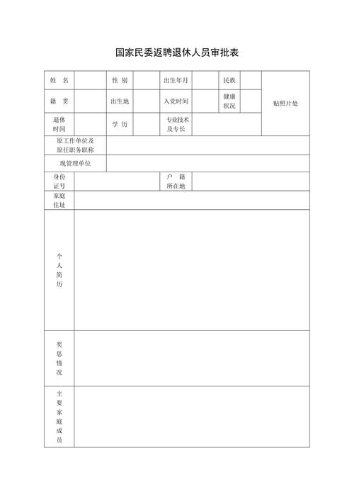 返聘退休人员审批表