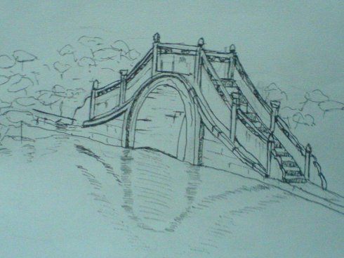 一幅速写 画桥