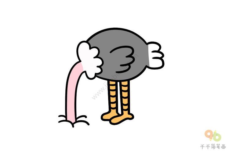 头扎入地底的鸵鸟简笔画陆地动物简笔画