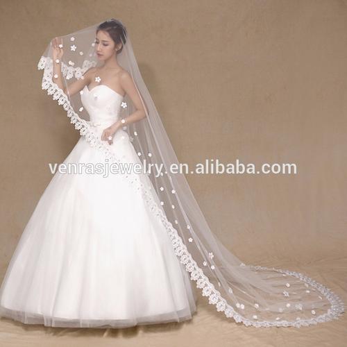 brand new elegant wedding veils with bead lace crystal trim