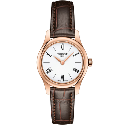 天梭 tissot 瑞士手表 俊雅系列皮带石英表女表