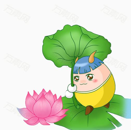 卡通暑期荷花装饰免扣素材