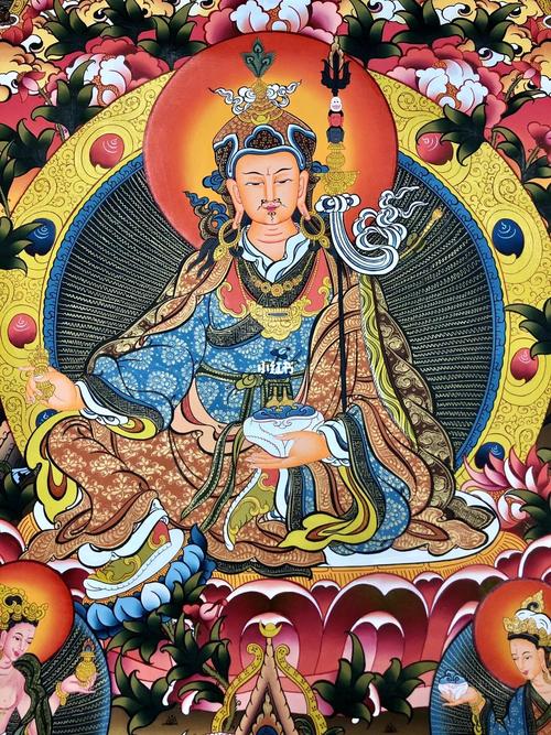 题材:《莲花生大士》 画师:karma lama 材质:_尼泊尔_颜料_唐卡_知识