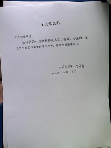 【信用内丘】李叶静个人承诺书