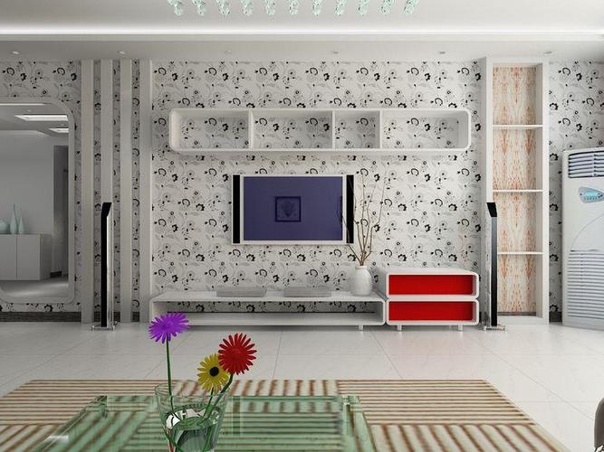 现代简约二居室客厅影视墙装修效果图大全