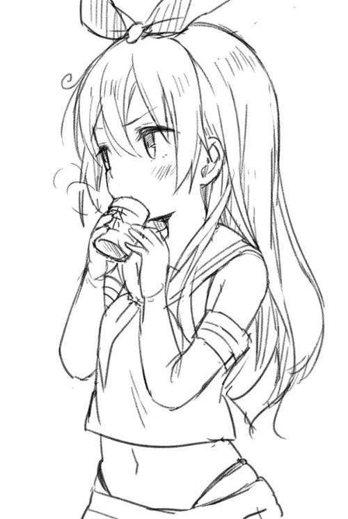 二次元美少女手绘线稿 我的私藏哦 有喜欢的吗?