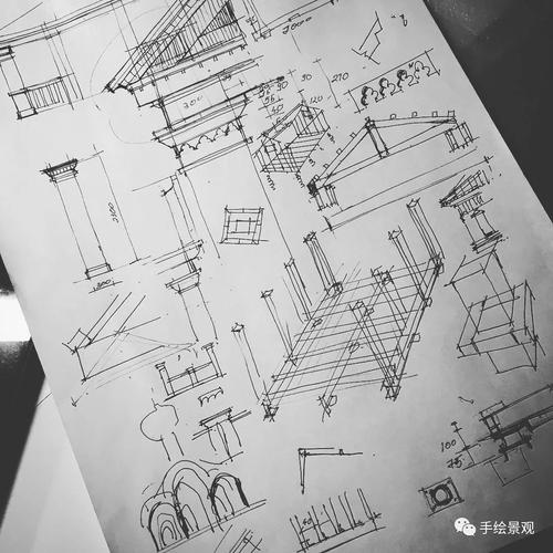 手绘建筑结构设计分析图