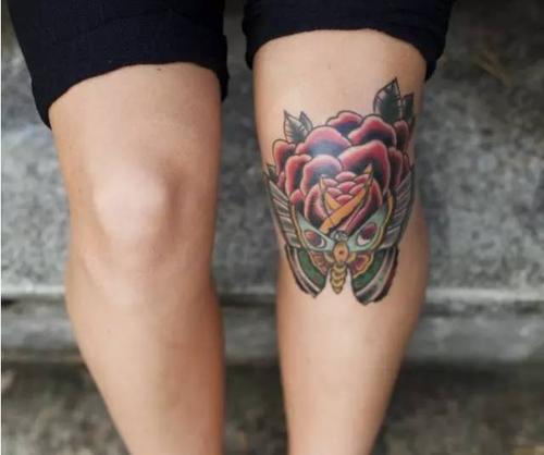 纹身图案:暴爽的膝盖纹身!