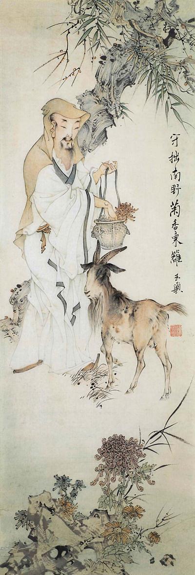 国画大家谢玉玺作品《守拙南野 菊香东篱》