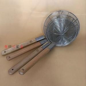 特厚不锈钢木柄大号漏勺钢丝篱线漏笊篱油炸捞勺网漏粉篱商用