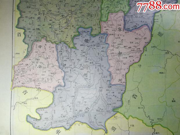 清代教学挂图清代地图江西图下设南昌府瑞昌府宁都州南安府赣州府