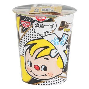 香港潮流零食日清出前一丁黑蒜油猪骨浓汤公仔方便面杯装72g