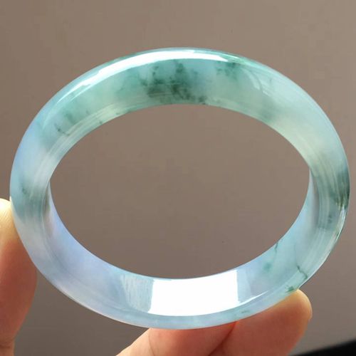 天然翡翠a货冰紫飘花种 镯子 手环 手镯 标圈贵妃镯