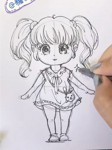 两个圆就能画q版萌妹_萌妹子_简笔画_教程_卡通_漫画