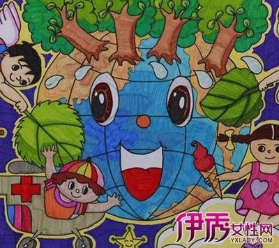 画地球儿童画简单一等奖手抄报 一等奖手抄报