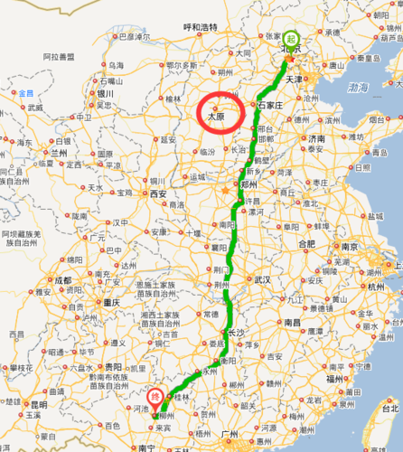 从太原的火车到北京站要经过广西柳州吗
