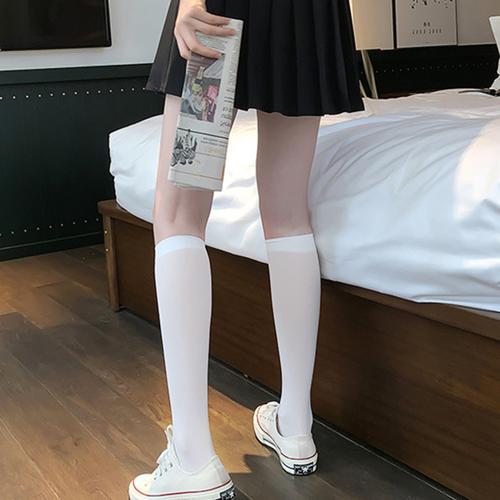 小腿袜女薄款夏半截白色ins长袜子韩版学院风中筒袜到膝盖的袜子