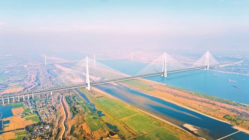 马鞍山公铁两用长江大桥效果图