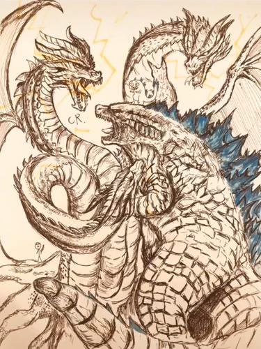 哥斯拉,美术生,绘画