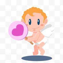 拿着爱心的情人节丘比特